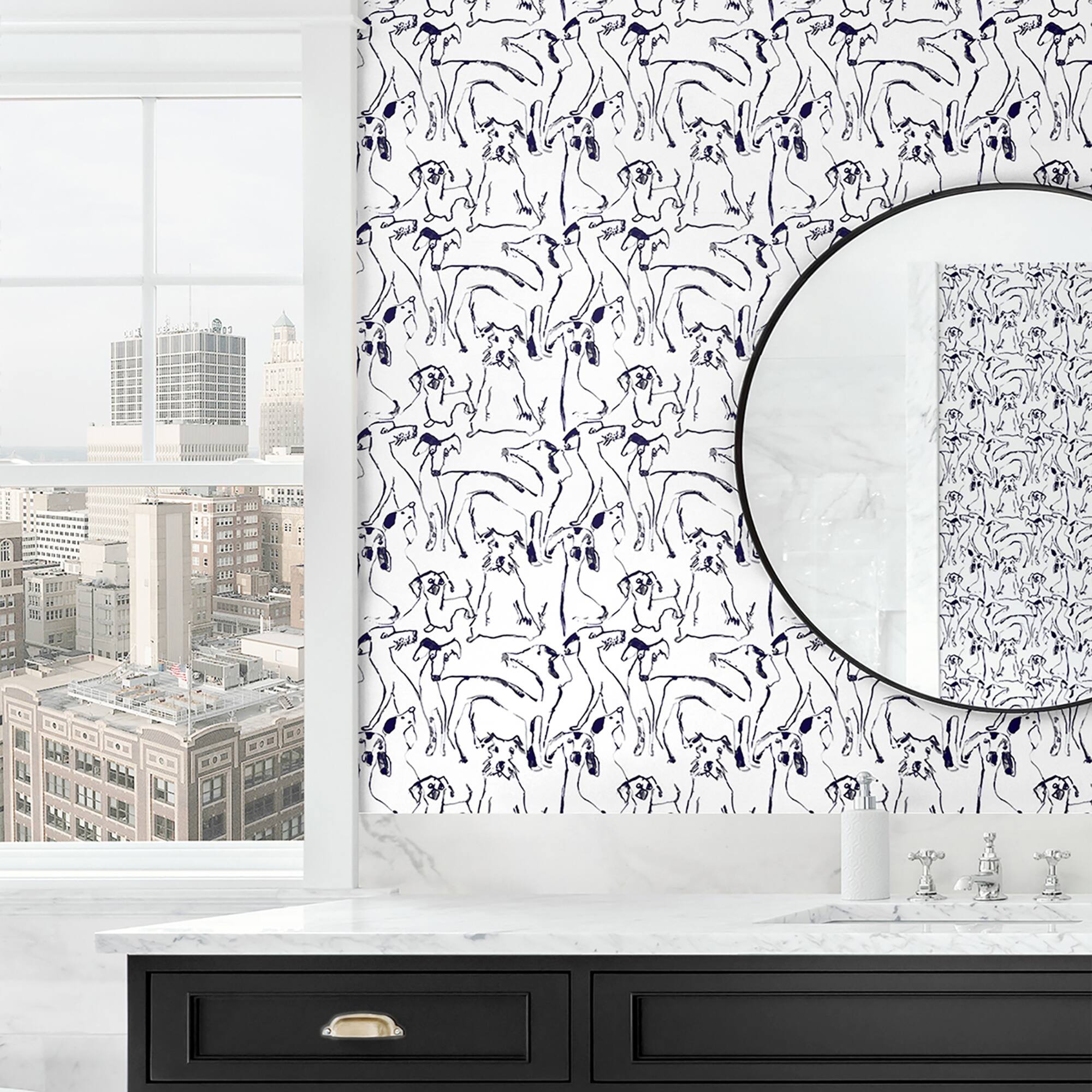 Surface Style Dog Doodle Ink Peel & Stick Wallpaper